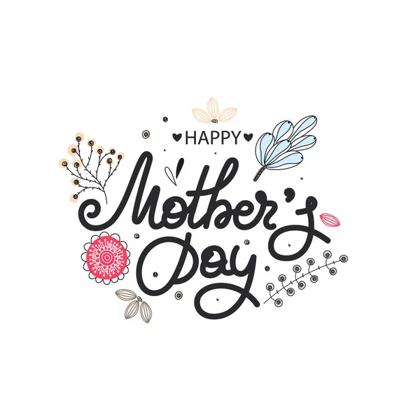 Happy Mother\'s day. Holiday of mom. Lettering with floral decoration. Frame of flowers. Women\'s celebration. Caligraphy. Card, postcard, invination, banner, poster. Vector illustration, eps10