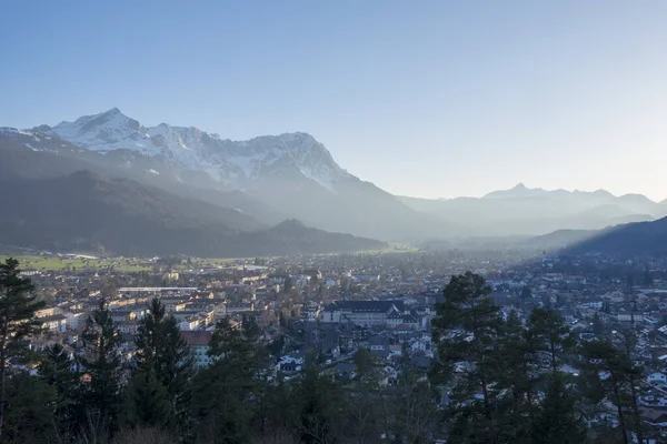 Vista Para Garmisch Partenkirchen Primavera Noite — Fotografia de Stock