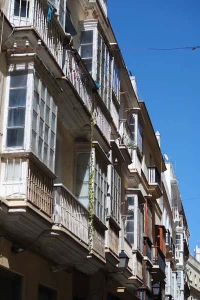 Façades Maisons Cadiz Andalusia — Photo