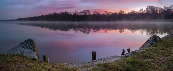 See Sonnenuntergang Sonnenaufgang Nachglühen Dämmerung Morgendämmerung Dämmerung Morgendämmerung Nebel Nebel — Stockfoto