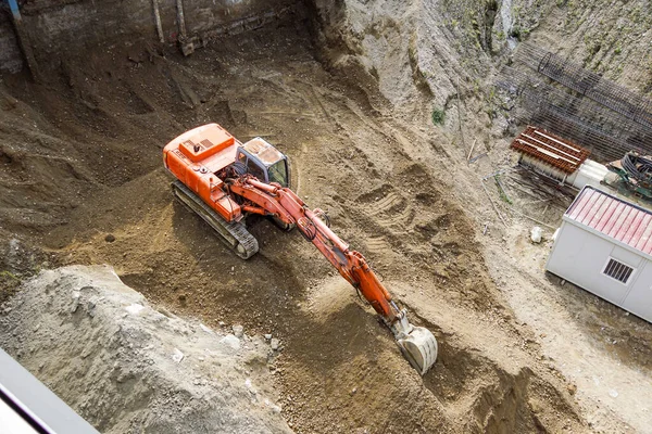 Excavatrice Construction Machines Lourdes Vue Dessus — Photo