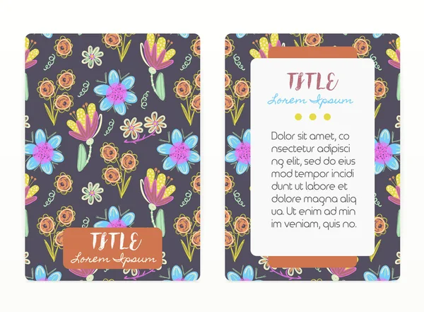 Diseño Cubierta Con Patrón Floral Flores Creativas Hechas Mano Fondo — Foto de Stock