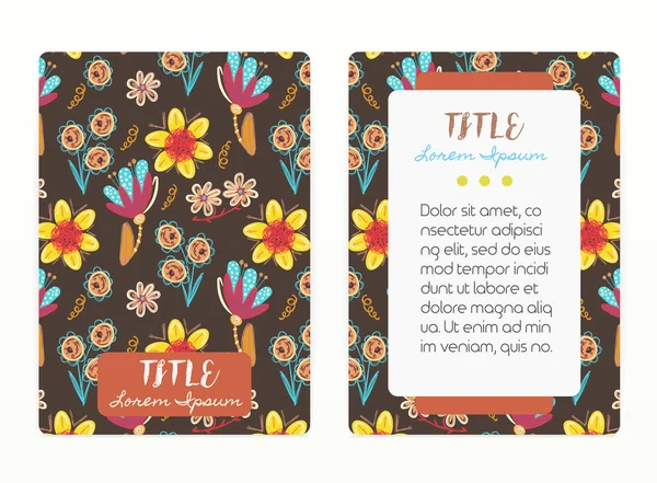 Diseño Cubierta Con Patrón Floral Flores Creativas Hechas Mano Fondo — Foto de Stock