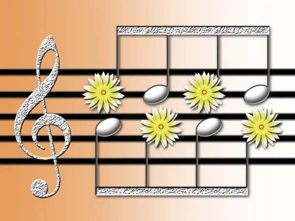 Wenskaart Muziek Bloemen — Stockfoto