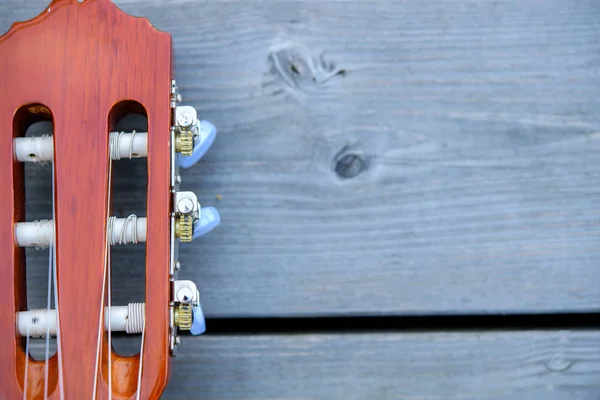 Zbliżenie Szyi Gitary Akustycznej Drewnianej Ziemi — Zdjęcie stockowe