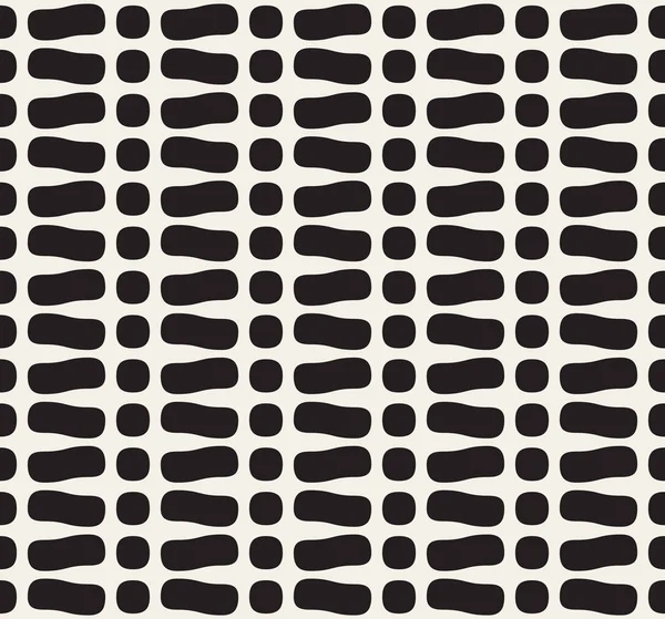Vector Seamless Black and White Rounded Rectangle And Circle Dash Line Pattern Abstract Background