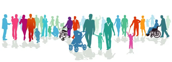 People Families Street Illustration — Stock Photo, Image