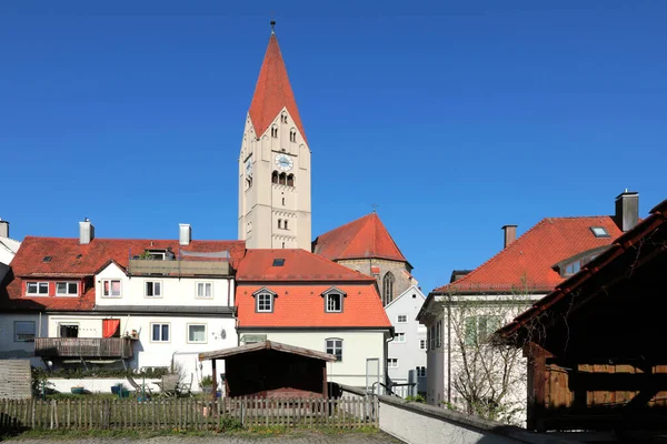 Old Town Kaufbeuren View Tower Catholic — Zdjęcie stockowe