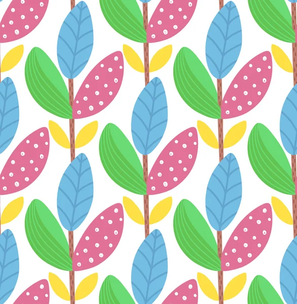 Floral Seamless Pattern Hand Drawn Creative Plant Colorful Artistic Background — Stock Photo, Image