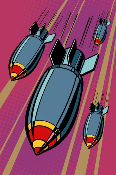 Bombas Bombardeos Armas Aviación Arte Pop Retro Vector Ilustración Kitsch —  Fotos de Stock