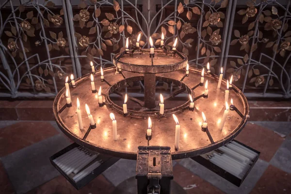 Candles Frauenkirche Munich — Stock Photo, Image