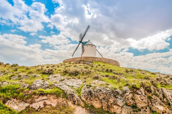 Old Windmill Hill Sky Clouds Consuegra Spain — Stock Photo, Image