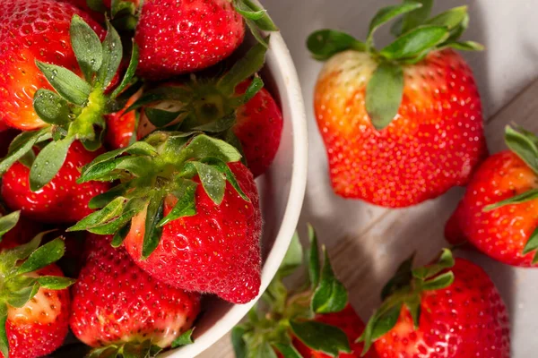 Close Bowl Strawberries — Stock Photo, Image