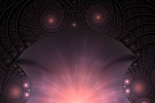 Fractal Con Espirales Anillos Imagen Conceptual Sun Rising — Foto de Stock