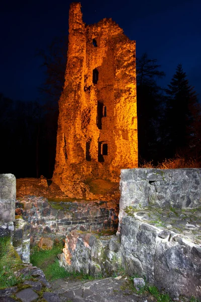 Ruinas Del Castillo Dagstuhl Cerca Wadern Sarre Por Noche —  Fotos de Stock