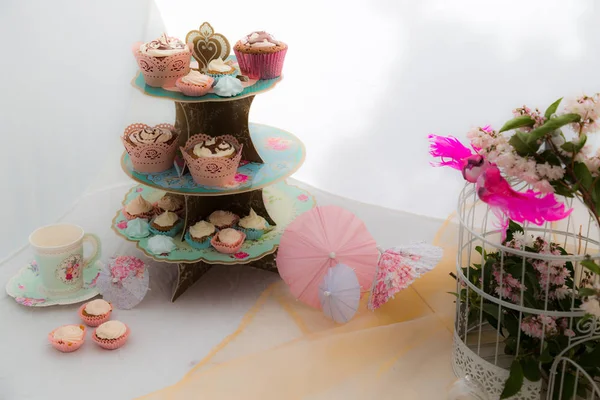 Cupcakes Saborosos Fundo Close — Fotografia de Stock