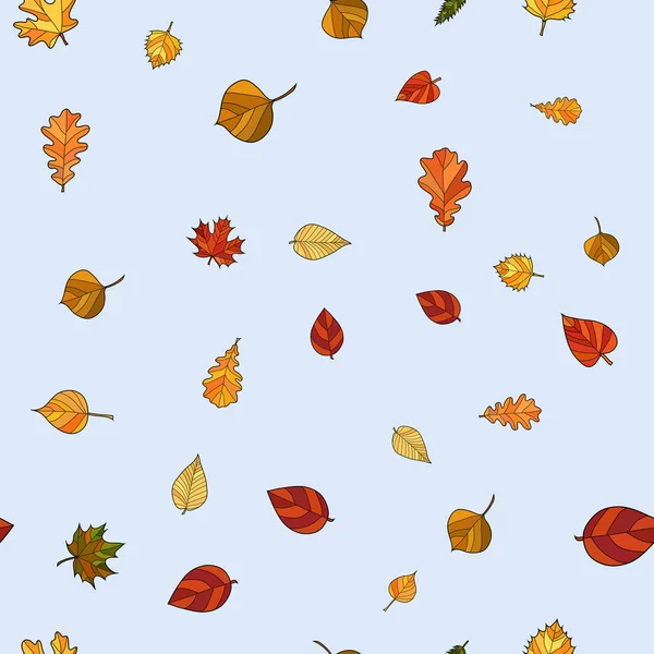 Abstract Vector Doodle Autumn Leaves Seamless Pattern — Stock Photo, Image