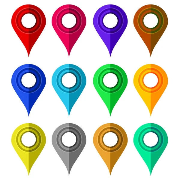Conjunto Marcadores Coloridos Isolados Fundo Branco Ícones Marcadores Mapa Design — Fotografia de Stock