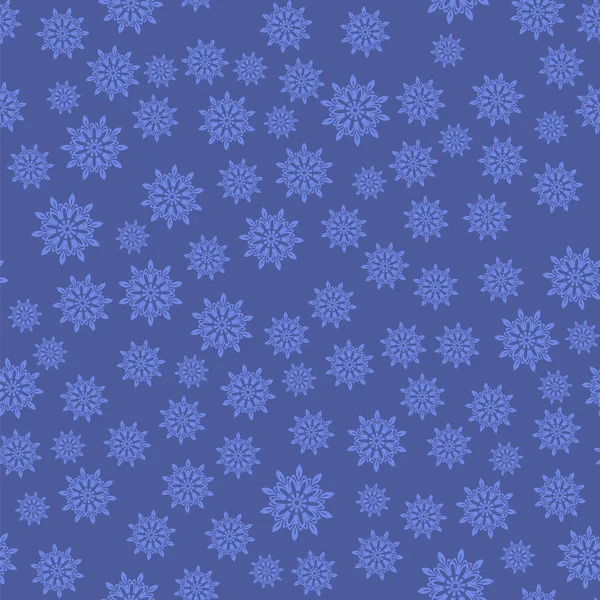Fiocchi Neve Modello Senza Soluzione Continuità Sfondo Blu Texture Decorativa — Foto Stock