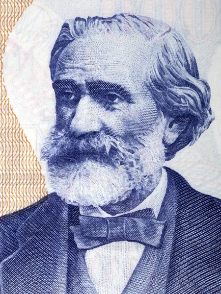 Портрет Джузеппе Верді Італійських Грошей — стокове фото