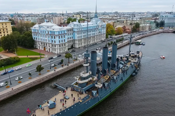 Pererburg Russia May 2018 Cruiser Aurora River Neu City Petersburg — Stock Photo, Image