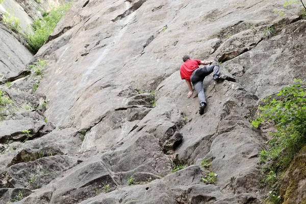 Falaises Grès Avec Grimpeurs — Photo