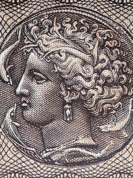 Portret Arethusa Greckich Pieniędzy — Zdjęcie stockowe