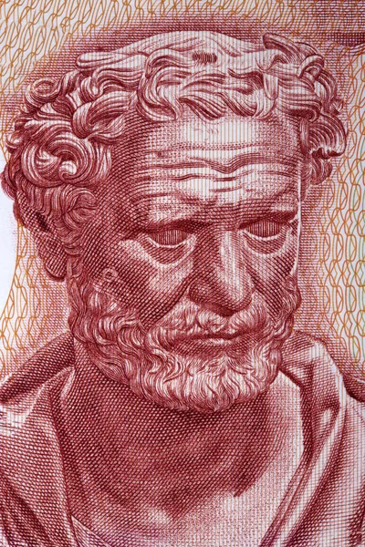 Democritus Portré Görög Pénzből — Stock Fotó