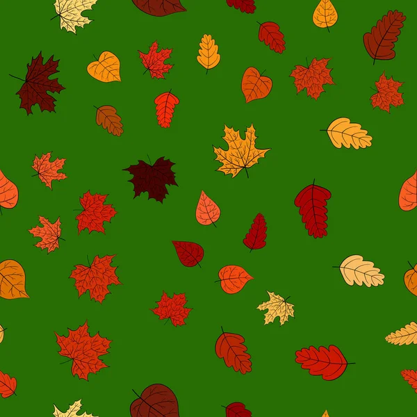 Abstract Vector Doodle Autumn Leaves Seamless Pattern — Stock Photo, Image