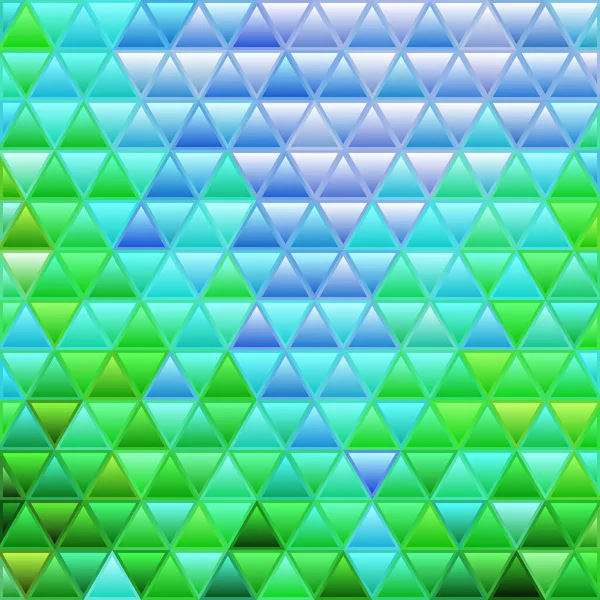 抽象ベクトルステンドグラス三角形モザイクの背景 緑と青 — ストック写真