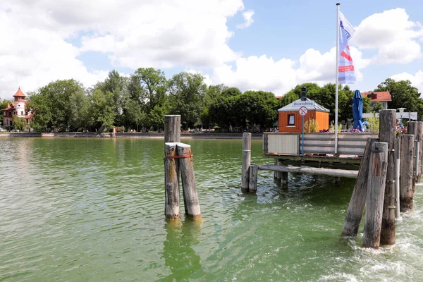 Anillo Gobierno Del Muelle Del Barco Con Castillo Scheuermann Lago —  Fotos de Stock