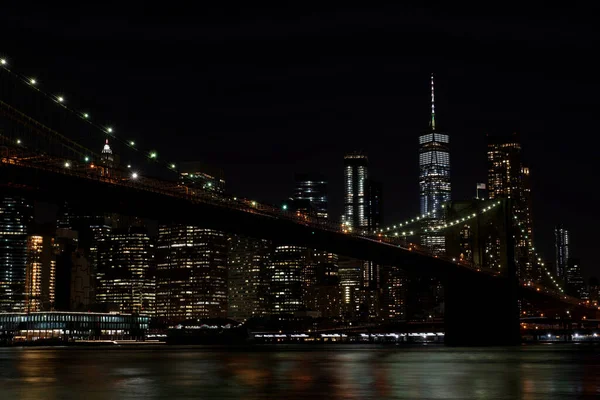 Brooklyn Bridge Nova Iorque Noite — Fotografia de Stock