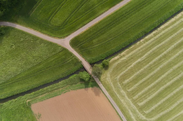 Vista Aérea Prados Campos Primavera — Fotografia de Stock