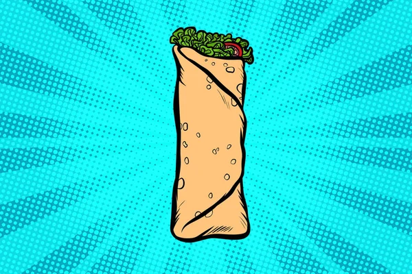 Shawarma Kebab Doner Vagyok Pop Art Retro Vektor Illusztráció Giccs — Stock Fotó