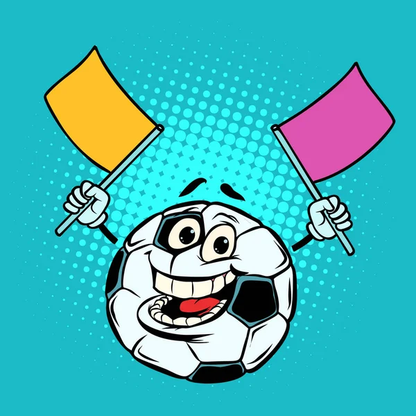 Abanico Con Banderas Pelota Fútbol Personaje Divertido Emoticono Pegatina Campeonato —  Fotos de Stock