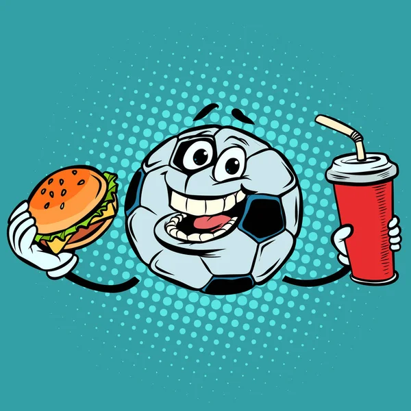 Przerwij Mecz Fast Food Cola Burger Piłka Nożna Zabawna Naklejka — Zdjęcie stockowe