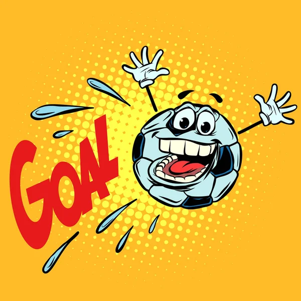 Goal Happy Fan Football Soccer Ball Funny Character Emoticon Sticker — Stock Photo, Image