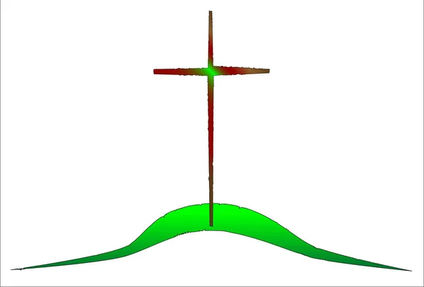 Croce Gesù Sul Colle Verde Del Calvario — Foto Stock