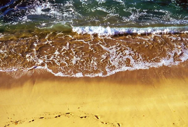 Praia Areia Com Pegadas Califórnia — Fotografia de Stock