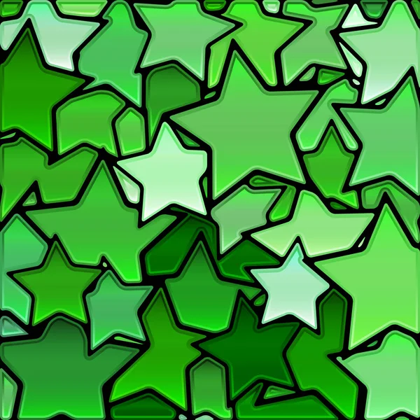 Vector Abstracto Manchado Vidrio Mosaico Fondo Estrellas Verdes —  Fotos de Stock