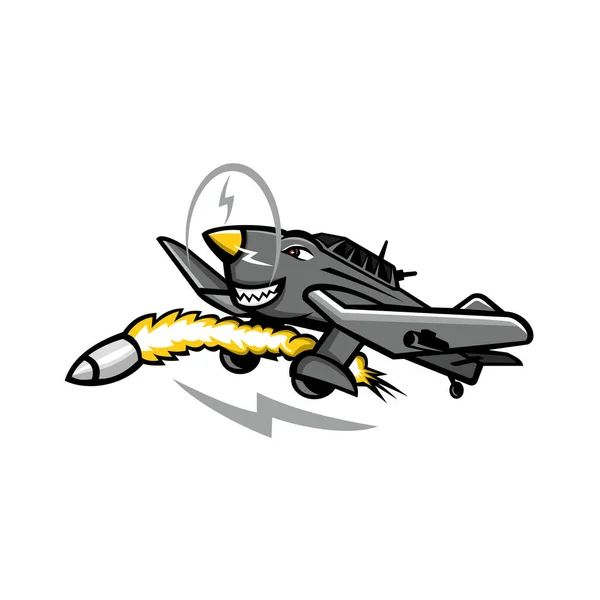 Maskotka Ikona Ilustracja Junkers Lub Stuka Niemiecki Bombowiec Samolot Szturmowy — Zdjęcie stockowe