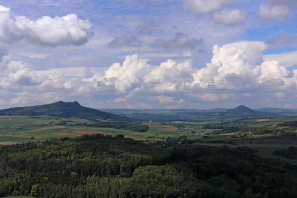 Hegau Com Vulcões Hohenstoffeln Hohenhewen — Fotografia de Stock