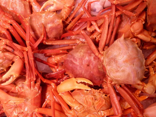 Sluiting Van Een Marktkraam Met Krabben Foto Bijzonder Intense Kleur — Stockfoto