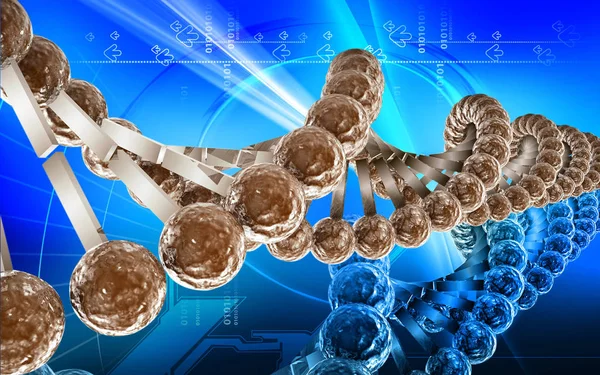 Digitale Illustration Dna Struktur Farbigen Hintergrund — Stockfoto