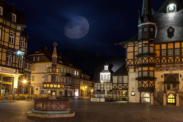 Escena Nocturna Mercado Histórico Wernigerode —  Fotos de Stock