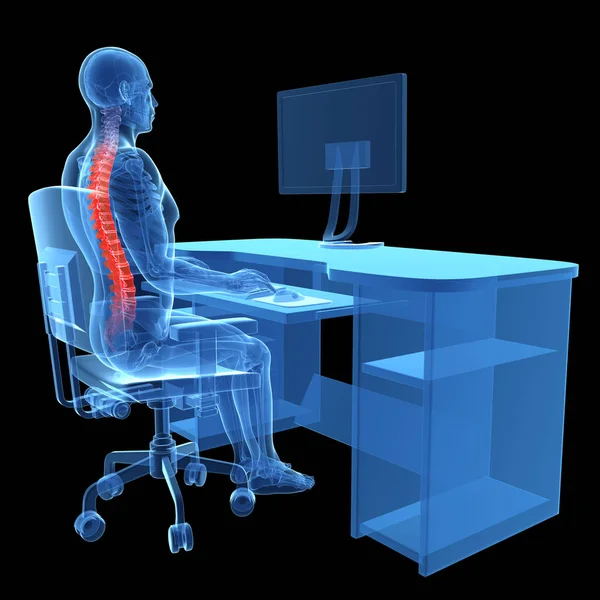 Illustration Médicale Rendue Posture Assise Correcte — Photo