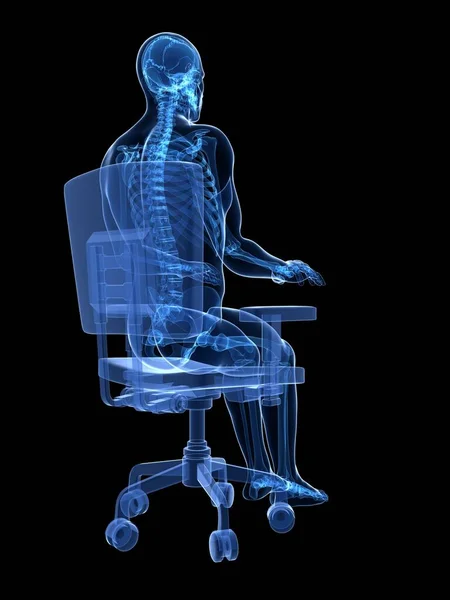 Renderizado Ilustração Médica Postura Sentada Correta — Fotografia de Stock