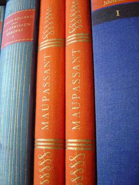 old books in a row