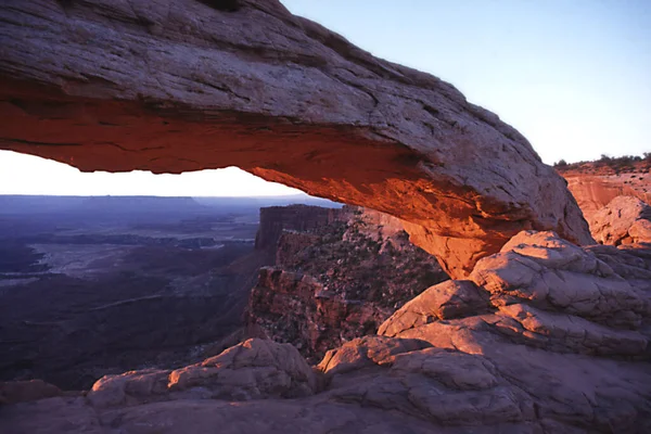 Salida Sol Mesa Arch Parque Nacional Canyonlands Originalmente Una Diapositiva —  Fotos de Stock