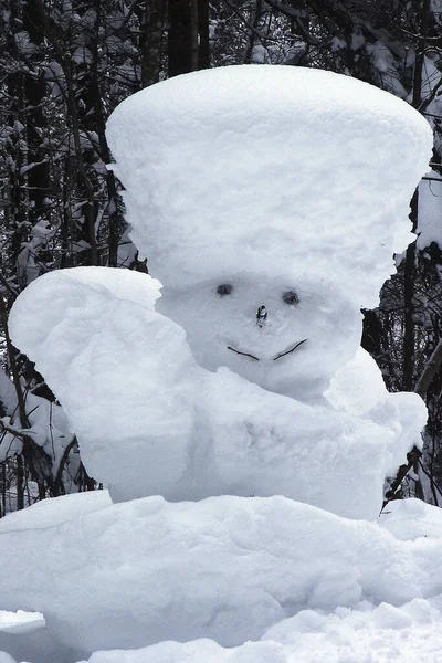 Schneemann Auf Wanderweg Bei Kirchberg Tirol Aufgenommen Mit Minolte Dimage — Stockfoto